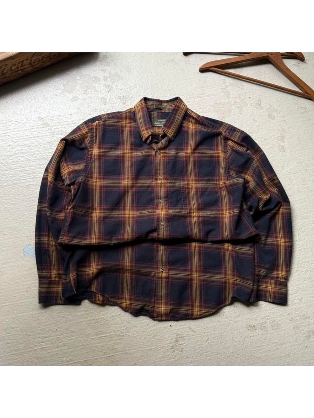 Orvis Signature Brown Plaid Men's L Flannel